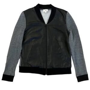 AG Adriano Goldschmied Leather Channel Bomber Jacket XS